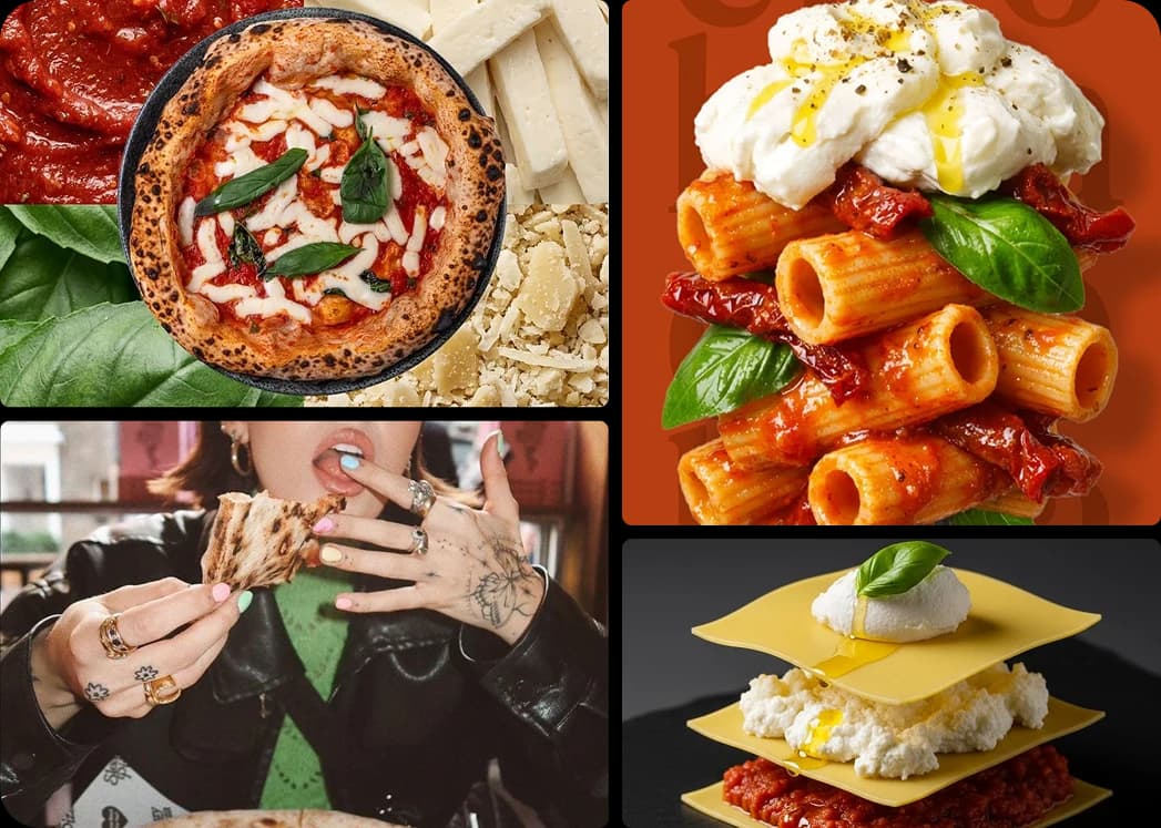 Collage di contenuti creati dagli influencer nei locali
