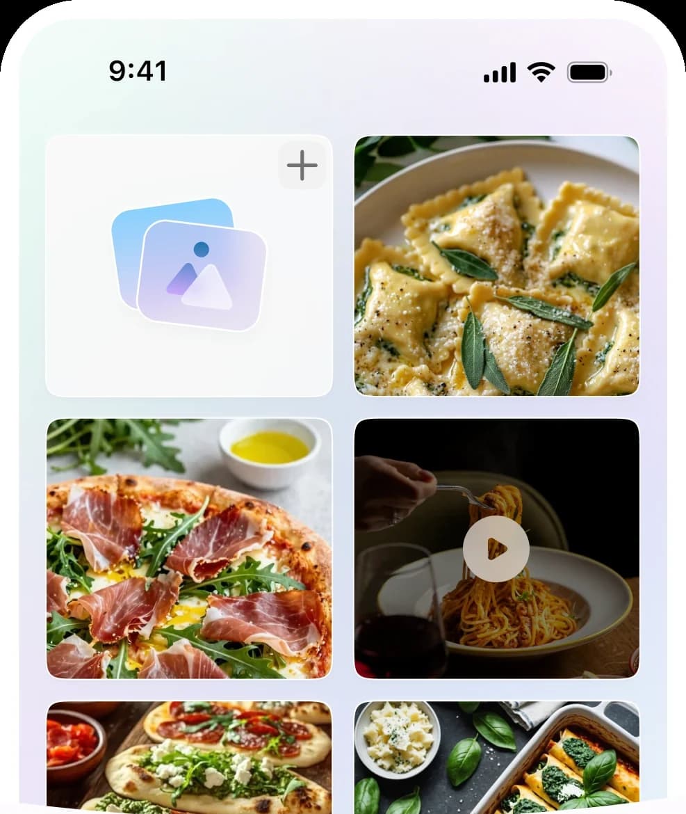 Crea e condividi — schermata dell'app Rumoo