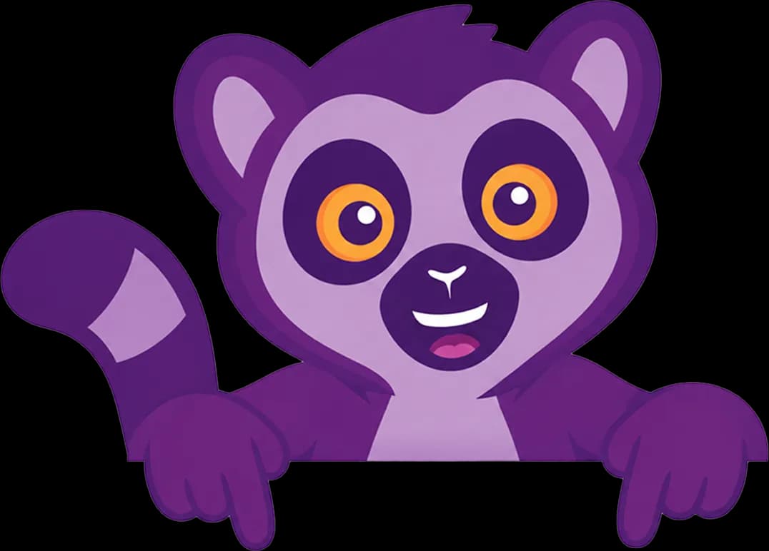 Il lemure mascotte di Rumoo che saluta